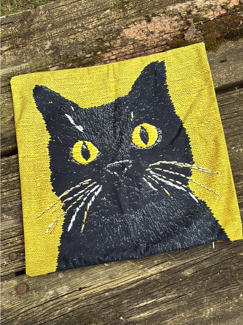 Yellow & Black Cat Throw Pillow Cover - Decorative Cat-Themed Accent